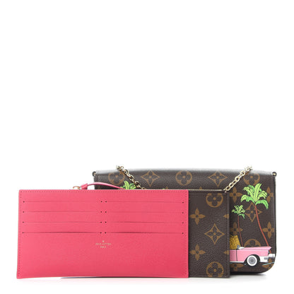 Louis Vuitton Monogram 2021 Christmas Animation Hollywood Pochette Felicie Chain Wallet Fuchsia 1 of 9