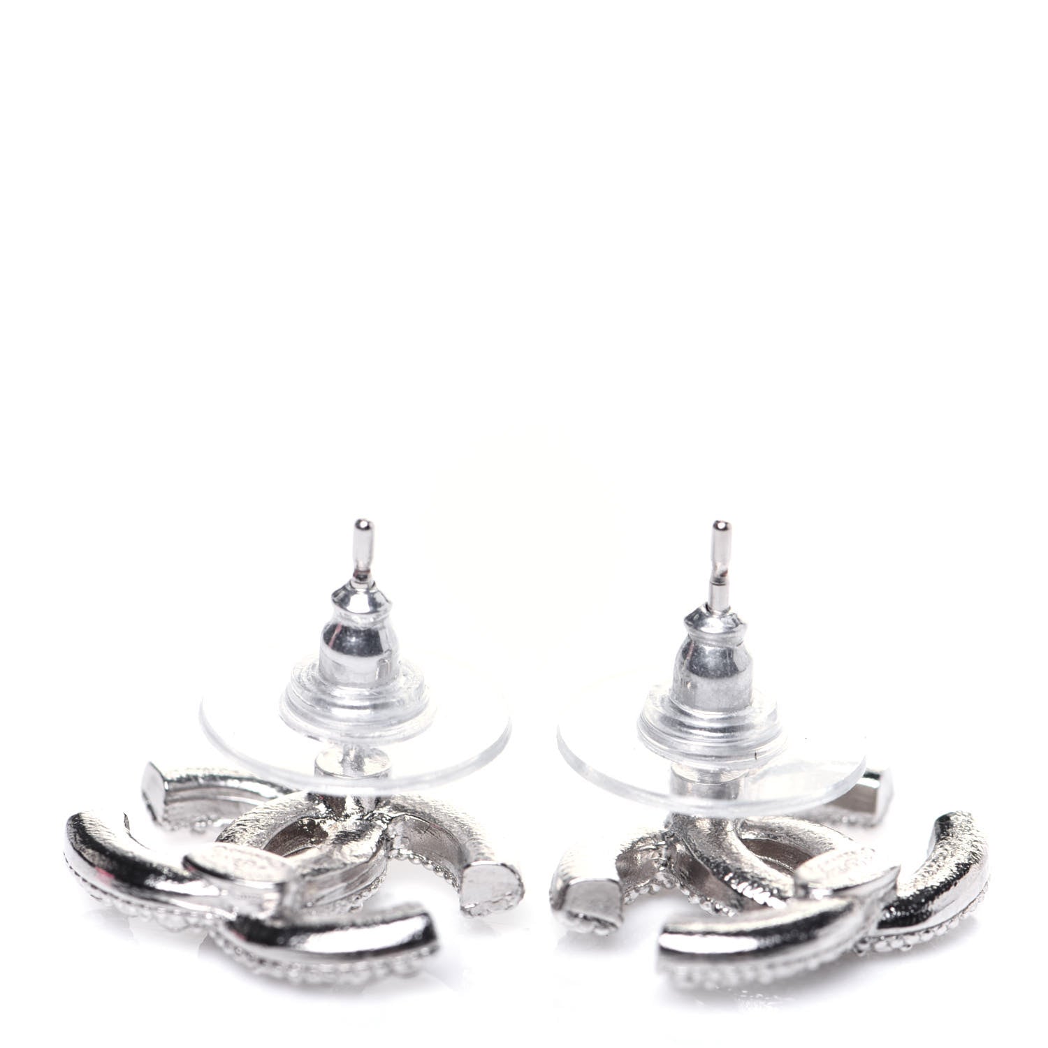 Chanel Crystal Mini Timeless CC Earrings Silver 5 of 6
