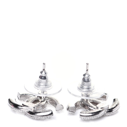 Chanel Crystal Mini Timeless CC Earrings Silver 5 of 6