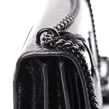 Saint Laurent Calfskin Crocodile Embossed Medium Monochrome Monogram Sunset Black 21 of 22