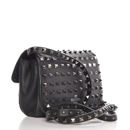 Valentino Garavani Vitello Mini Rockstud All Over Flap Saddle Crossbody Bag Black 3 of 8