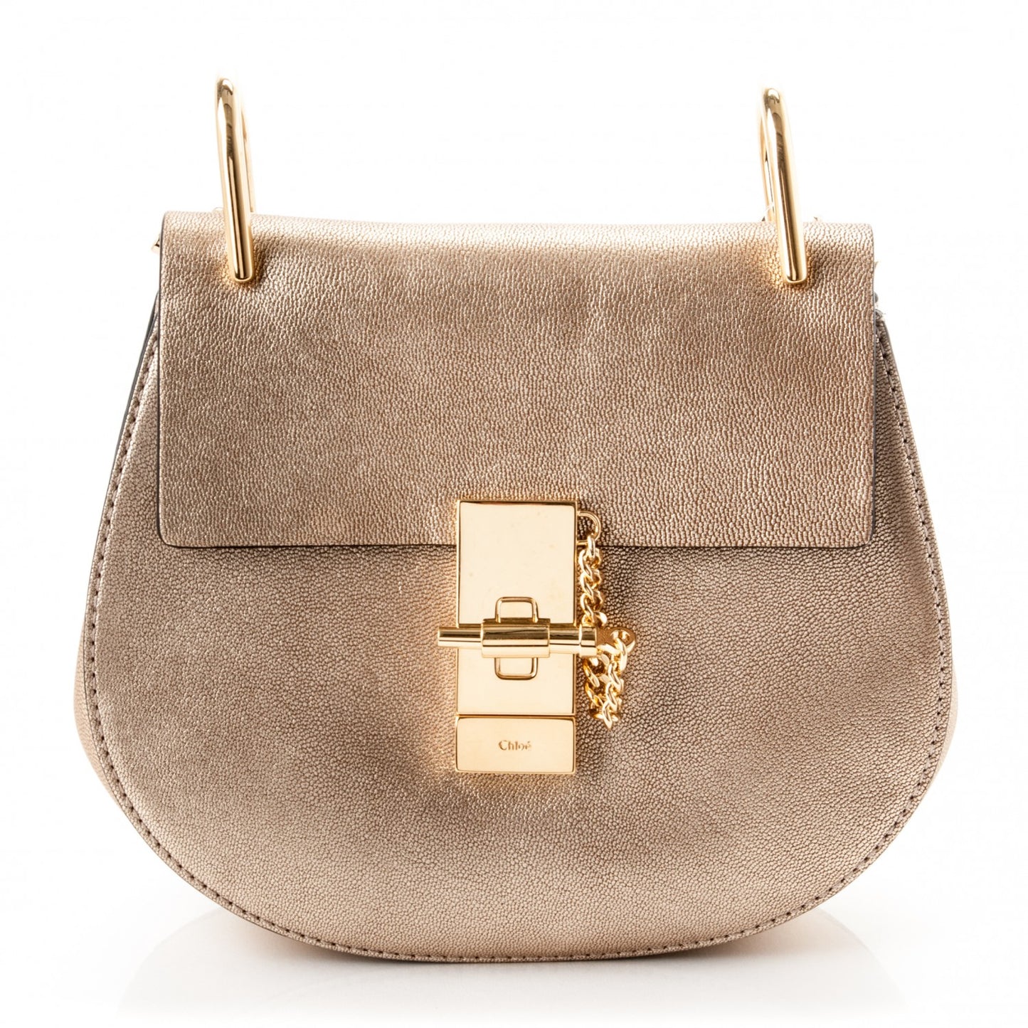 Metallic Goatskin Mini Drew Shoulder Bag Abstract Gold