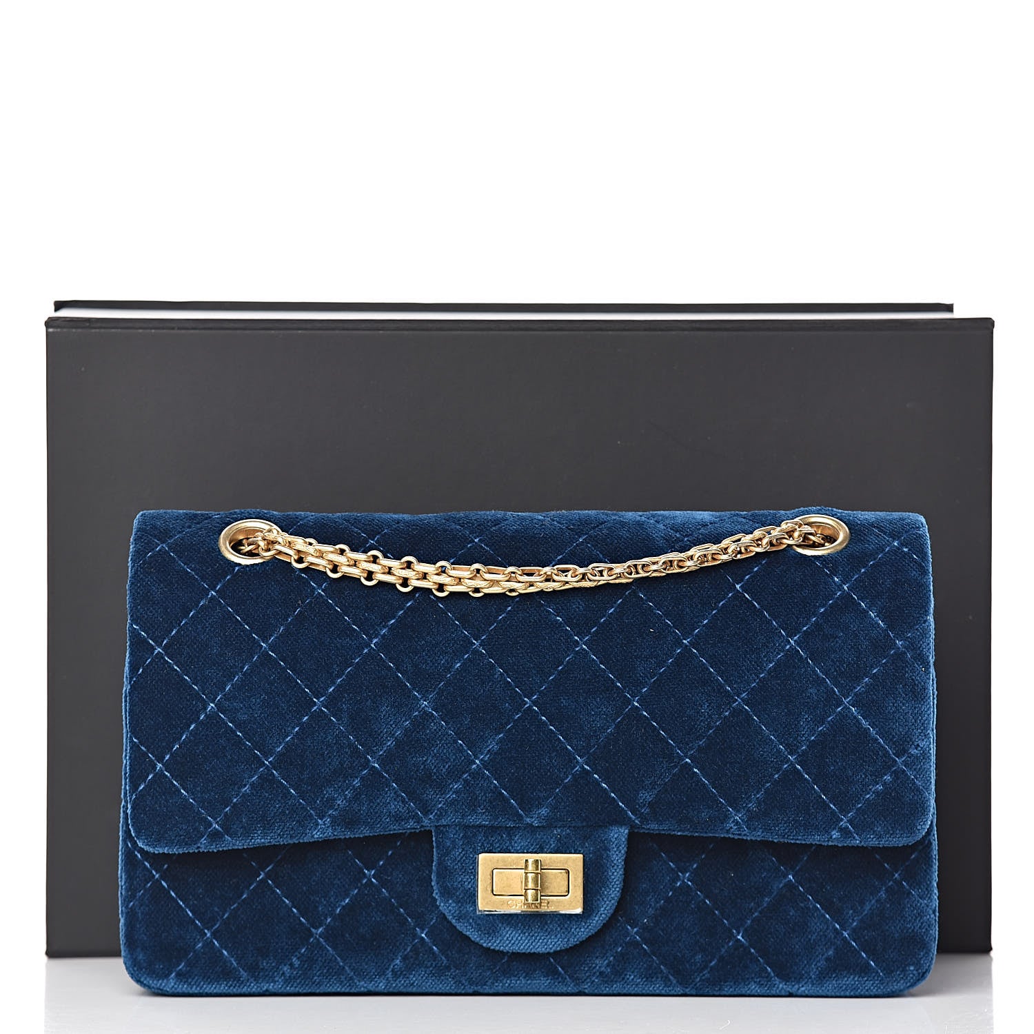 Chanel Velvet Quilted 2.55 Reissue 225 Flap Blue 10 of 10