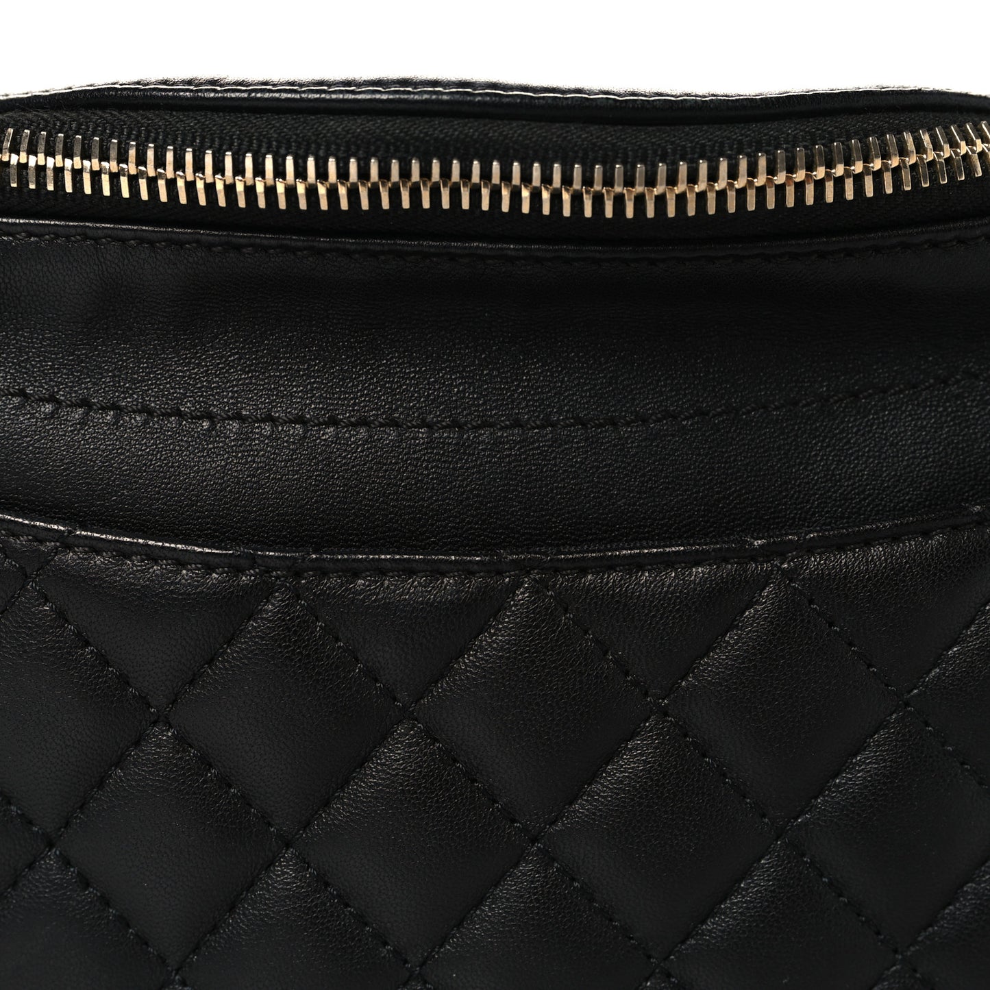 Lambskin Quilted Waist Bag Fanny Pack Black