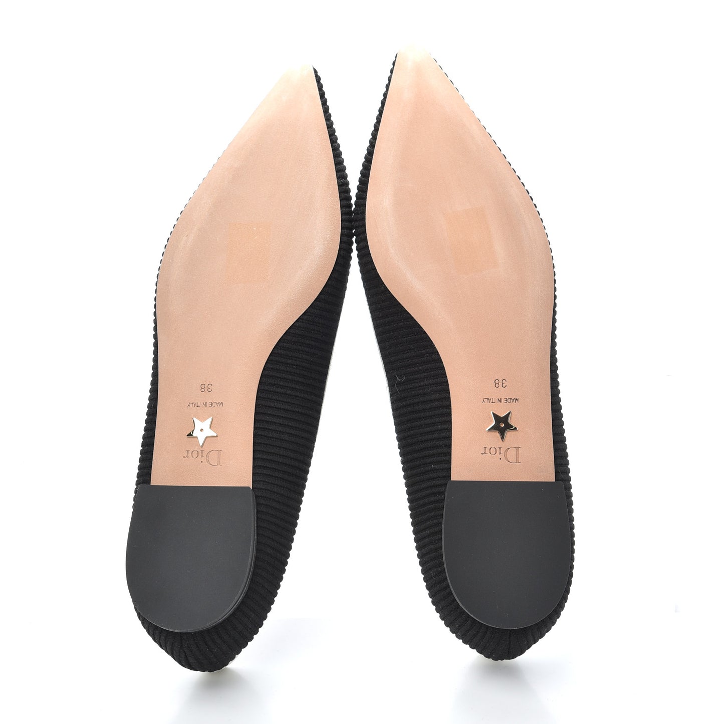 Fabric Ribbon Embroidered J'Adior Ballet Flats 38 Black