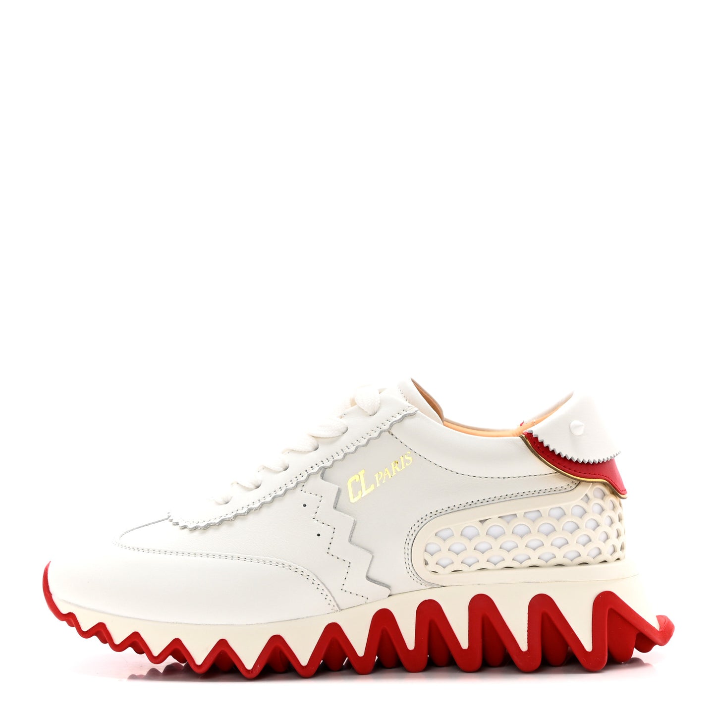 Calfskin Neoprene Womens Loubishark Sneakers 37.5 White