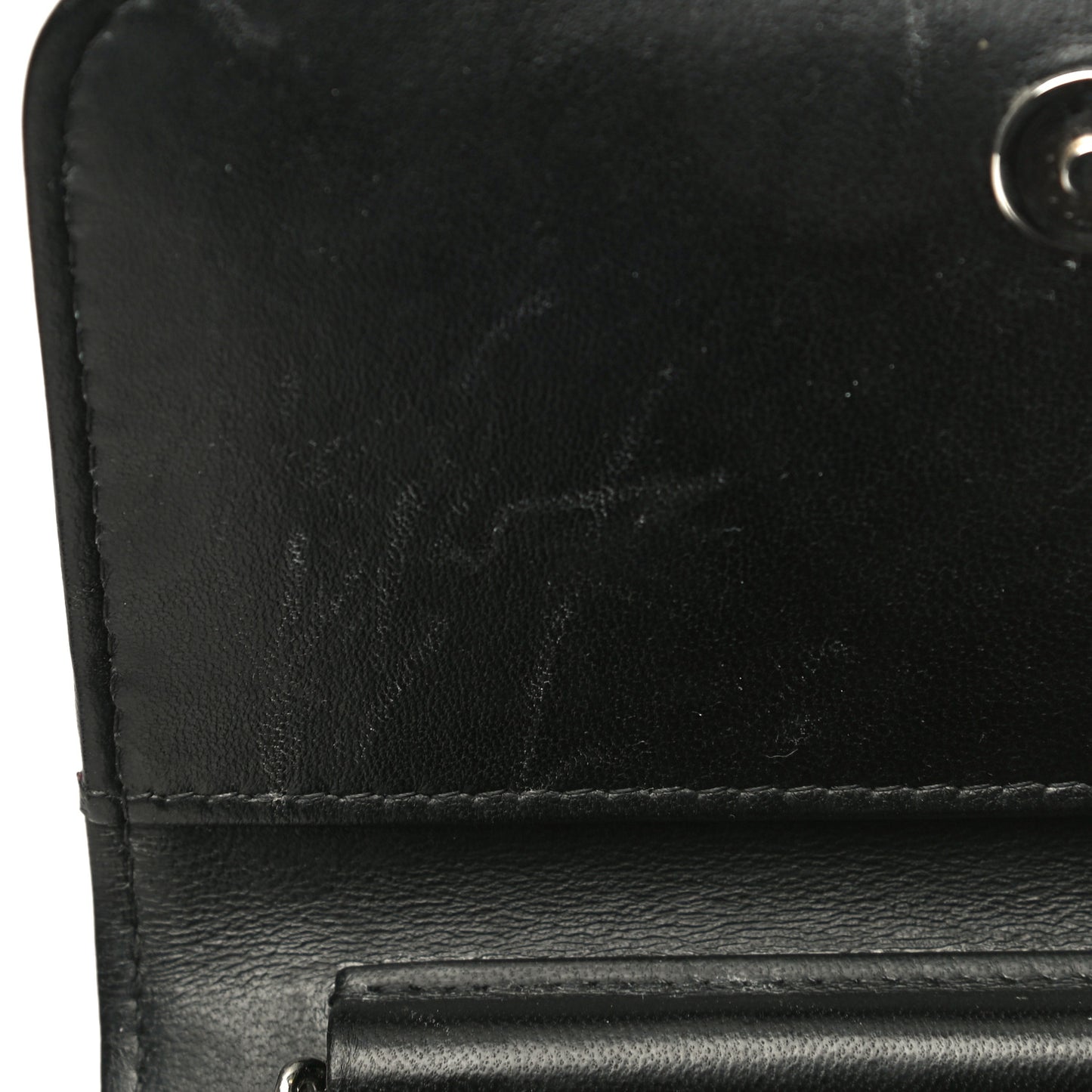 Lambskin Quilted Mini Wallet On Chain WOC Black