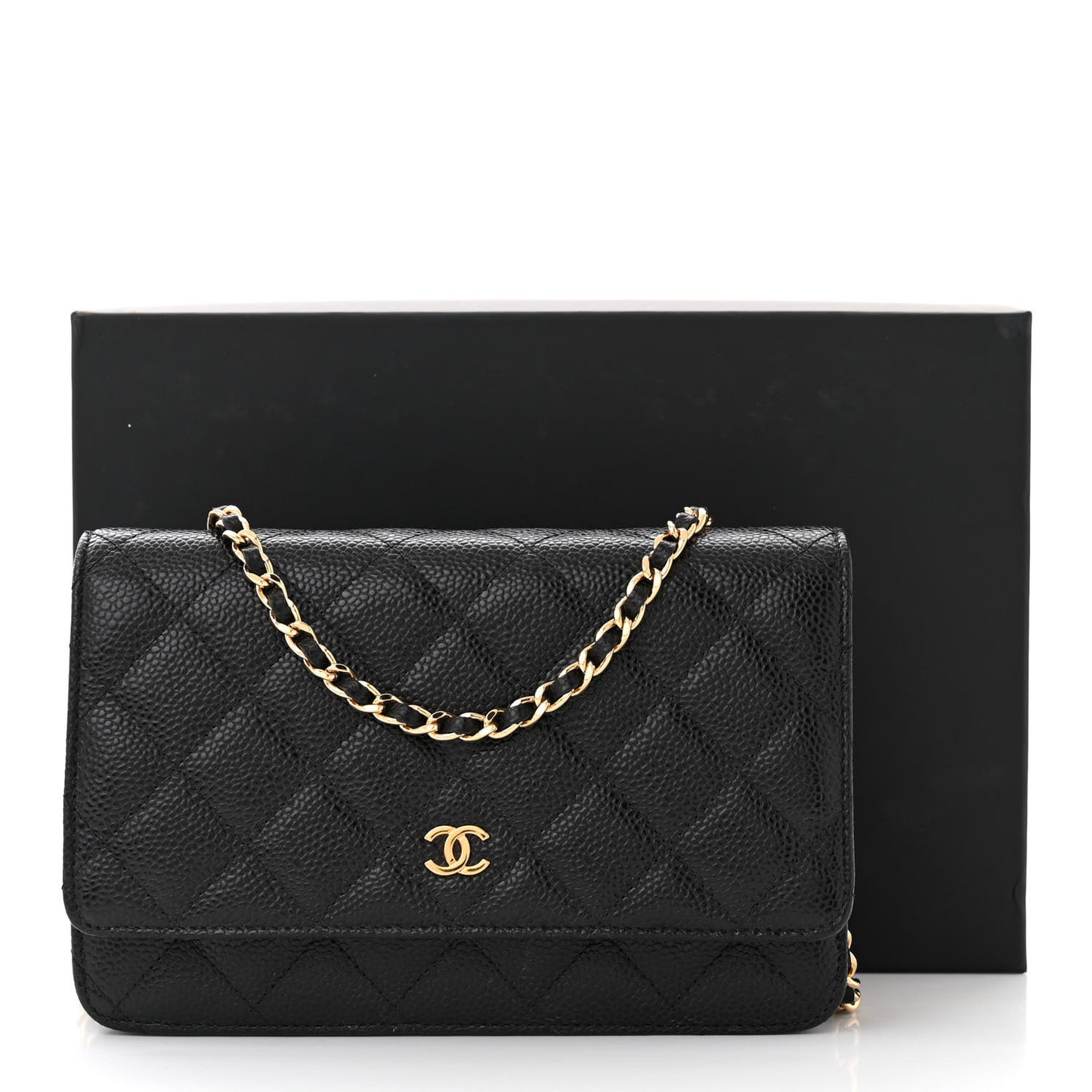 Caviar Quilted Wallet On Chain WOC Black