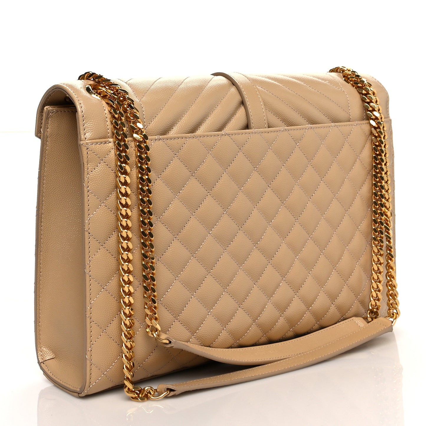 Grain De Poudre Mixed Matelasse Large Triquilt Monogram Satchel Nude Powder