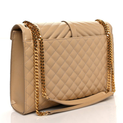Saint Laurent Grain De Poudre Mixed Matelasse Large Triquilt Monogram Satchel Nude Powder 3 of 10