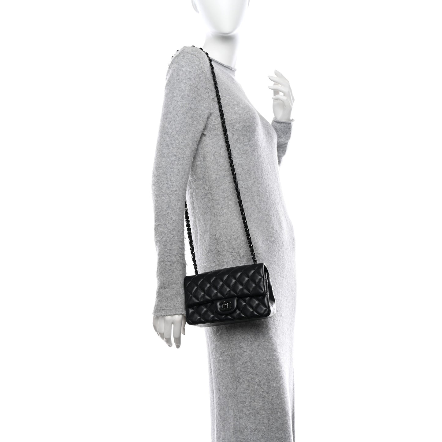 Lambskin Quilted Mini Rectangular Flap So Black