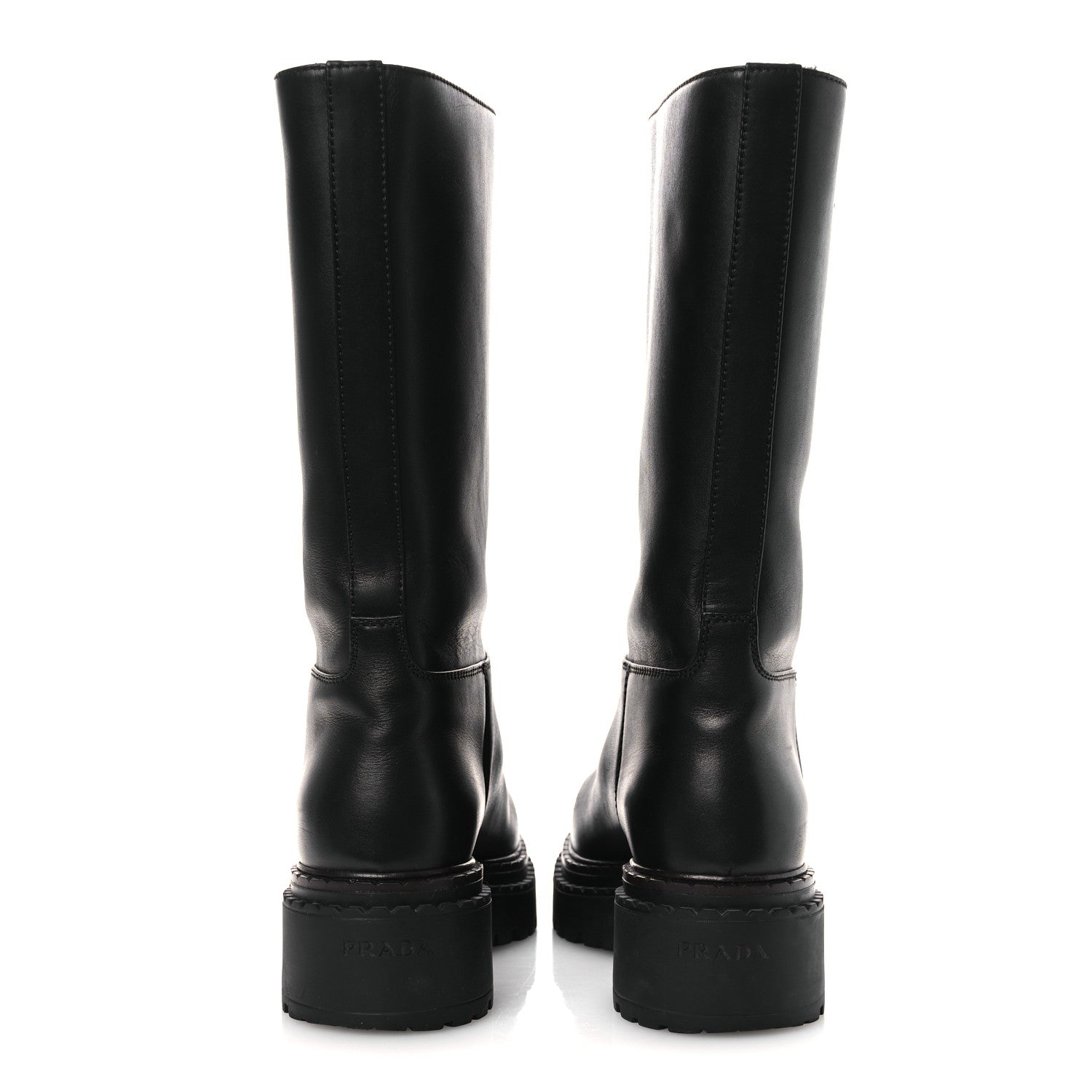 Prada Vitello Shearling Winter 2 Boots 39.5 Black 6 of 12