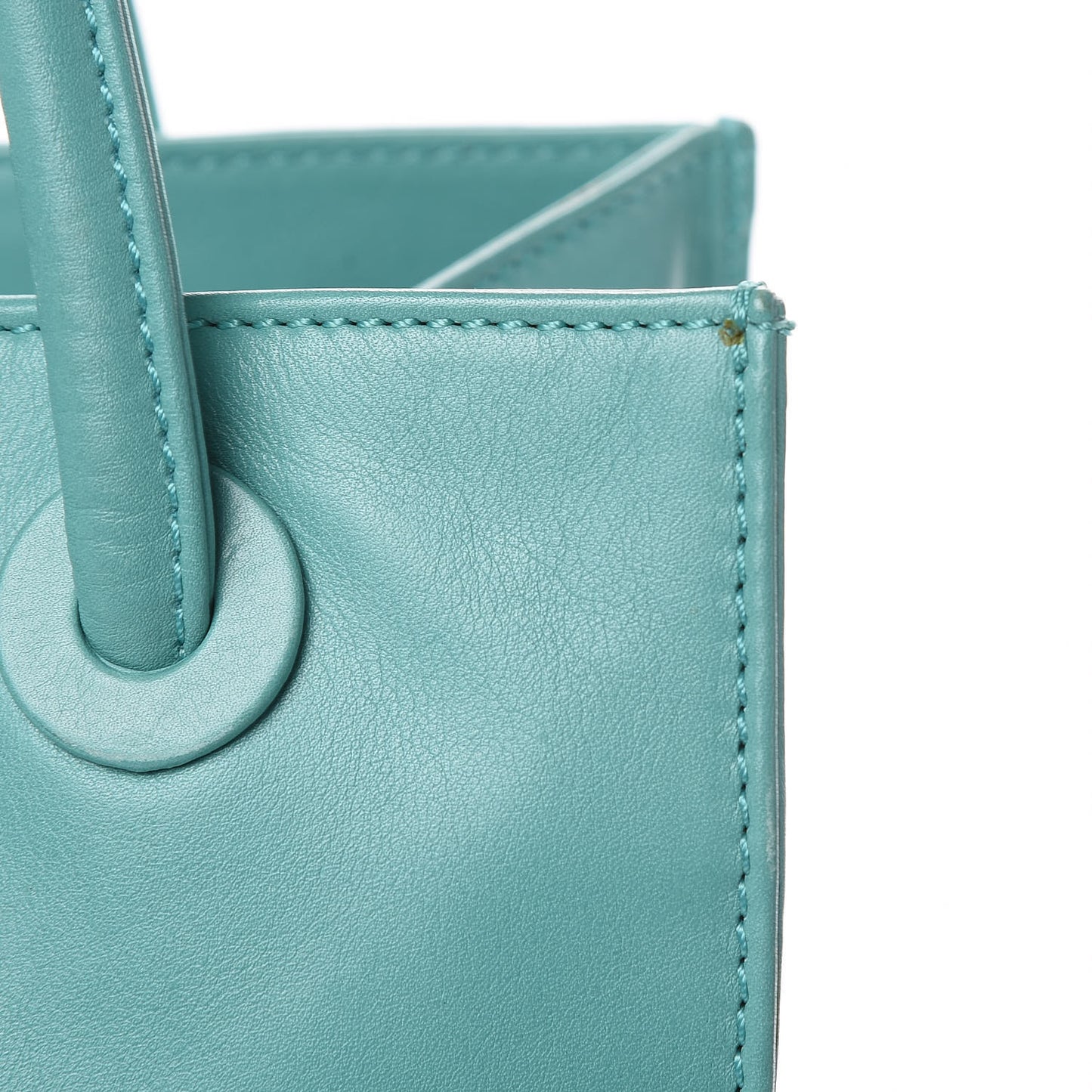 Lambskin CC Stitched Tote Turquoise