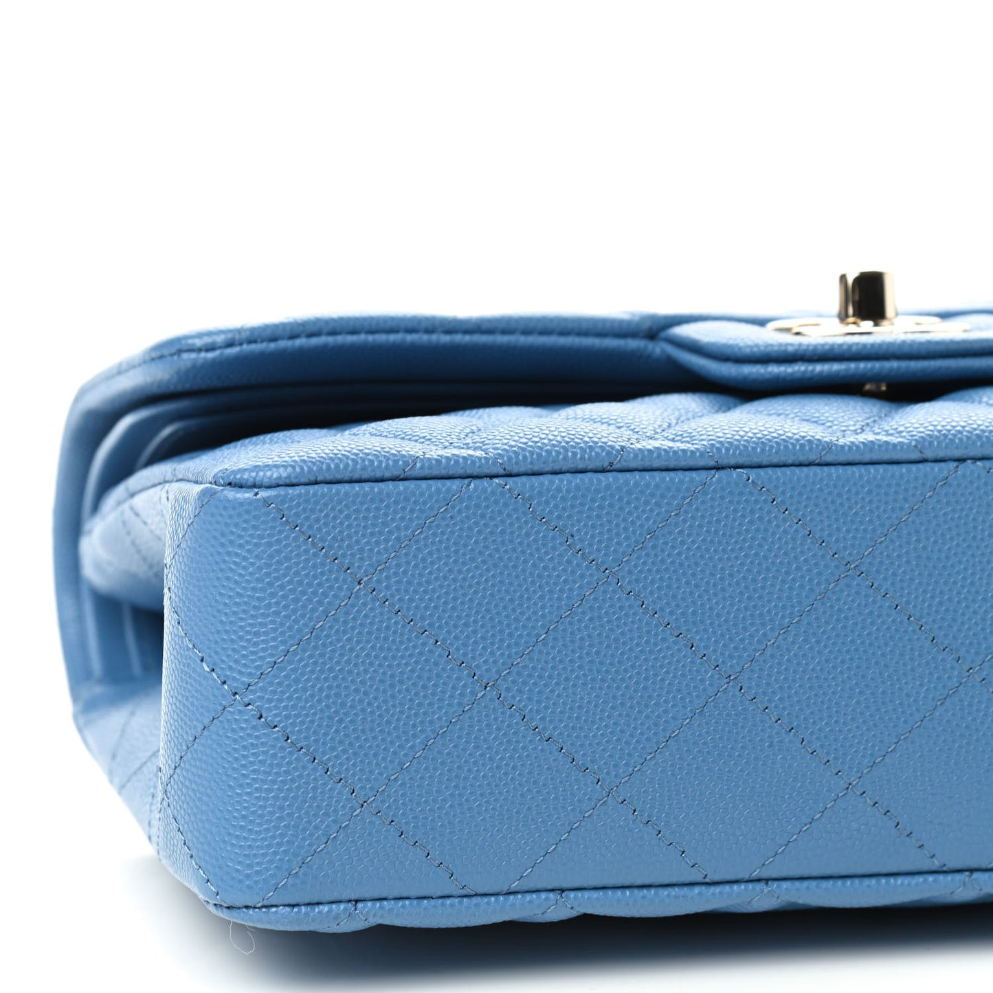 Caviar Quilted Small Double Flap Blue