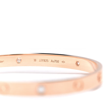 Cartier 18K Pink Gold 4 Diamond LOVE Bracelet 18 5 of 5