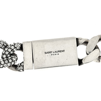 Saint Laurent Crystal Curb Chain Necklace Oxidized Silver 4 of 4