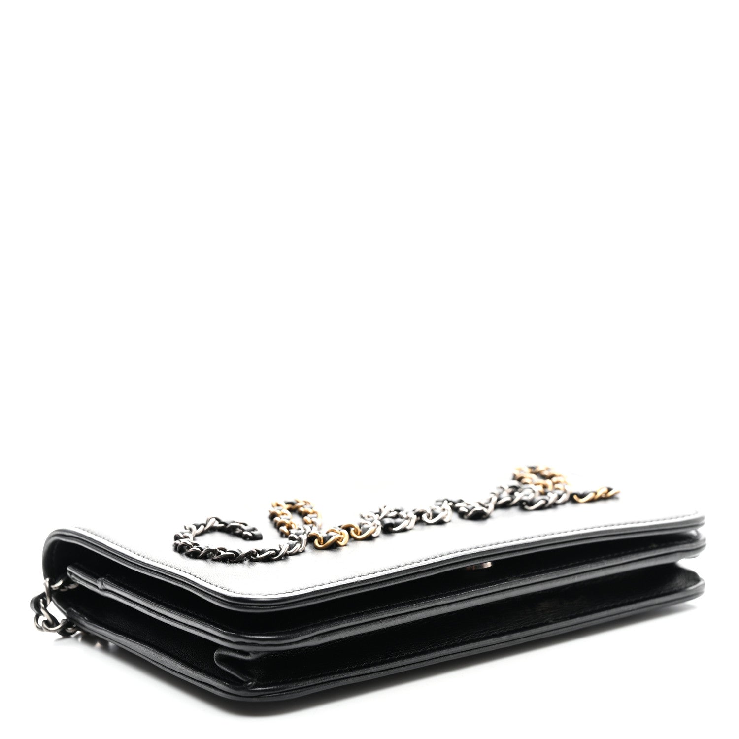Chanel Calfskin Chain 20s Signe Wallet on Chain WOC Black 4 of 12