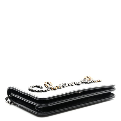 Chanel Calfskin Chain 20s Signe Wallet on Chain WOC Black 4 of 12