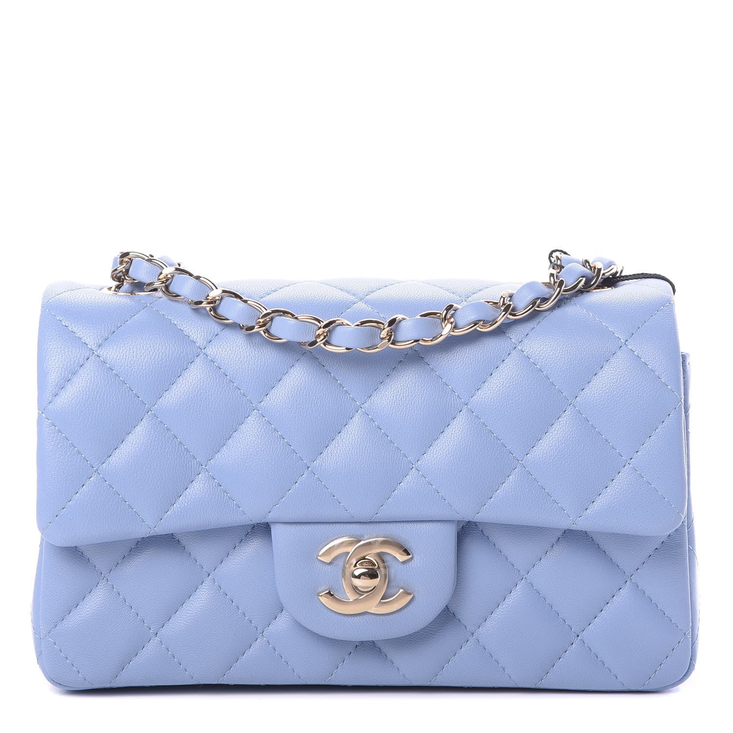 Chanel Lambskin Quilted Mini Rectangular Flap Light Blue 1 of 11