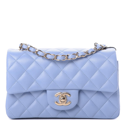 Chanel Lambskin Quilted Mini Rectangular Flap Light Blue 1 of 11