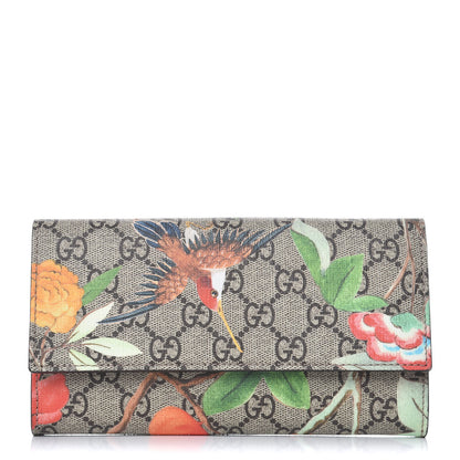 Gucci GG Supreme Monogram Tian Continental Wallet Beige Multicolor Red 1 of 8