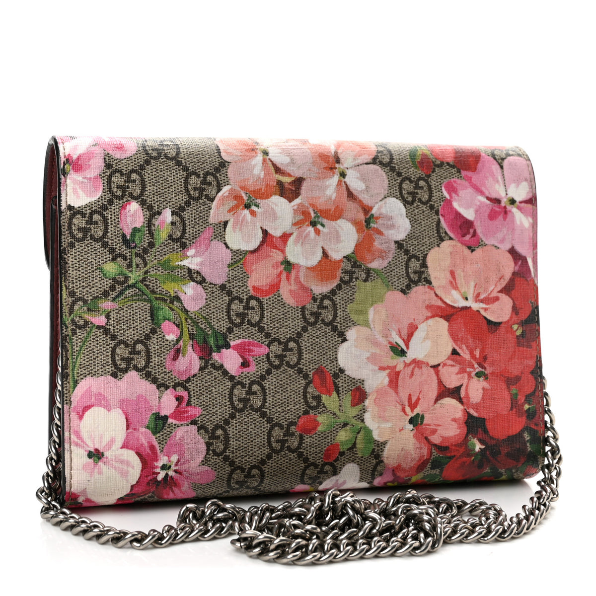 Gucci GG Supreme Monogram Blooms Mini Dionysus Chain Wallet Beige Multicolor Dry Rose 2 of 11