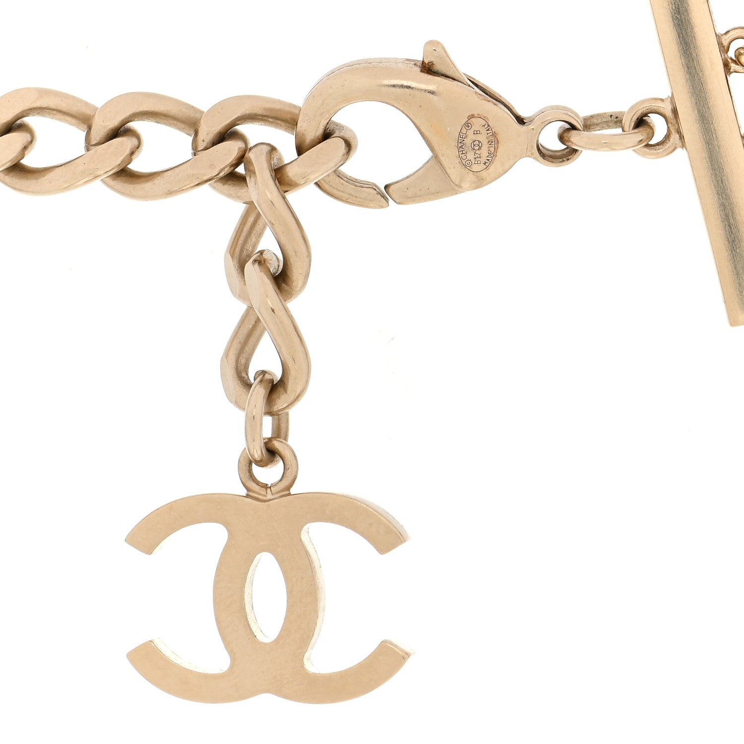 Chanel Pearl Lambskin CC Belt Gold Black 3 of 5