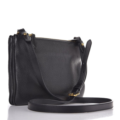 Prada Vitello Daino Double Zip Crossbody Bag Black 2 of 12