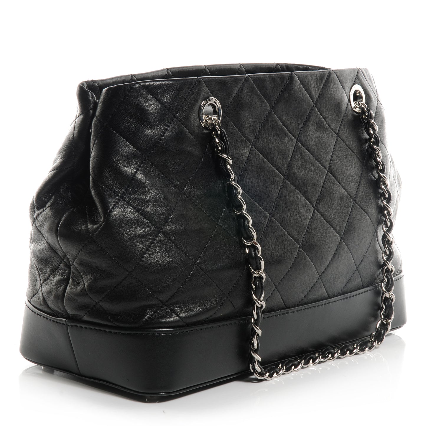 Leather VIP Medium Shopping Tote Black