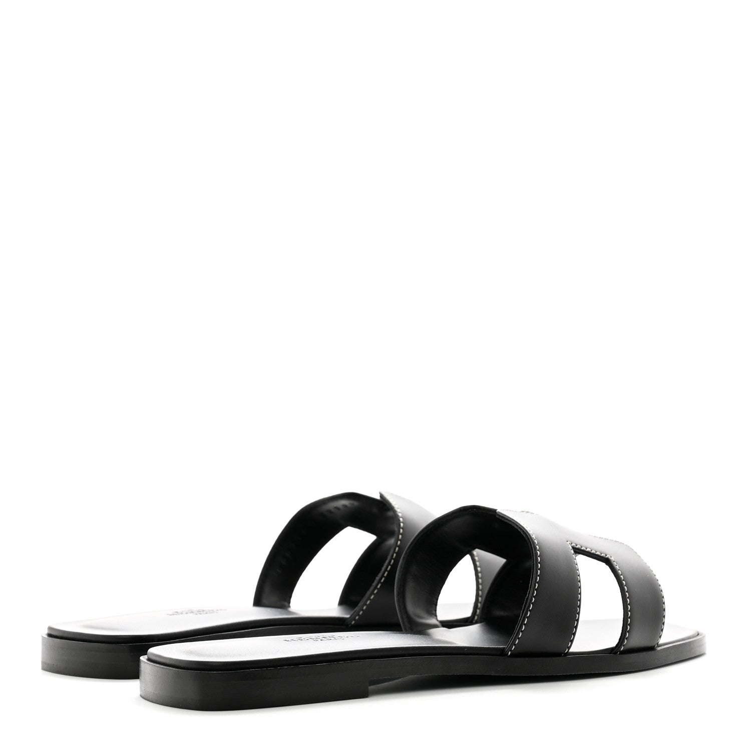 Hermes Box Calfskin Oran Sandals 37.5 Black 4 of 9