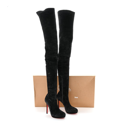 Christian Louboutin Suede Calfskin Louise XI 120 Thigh High Boots 40 Black 7 of 7