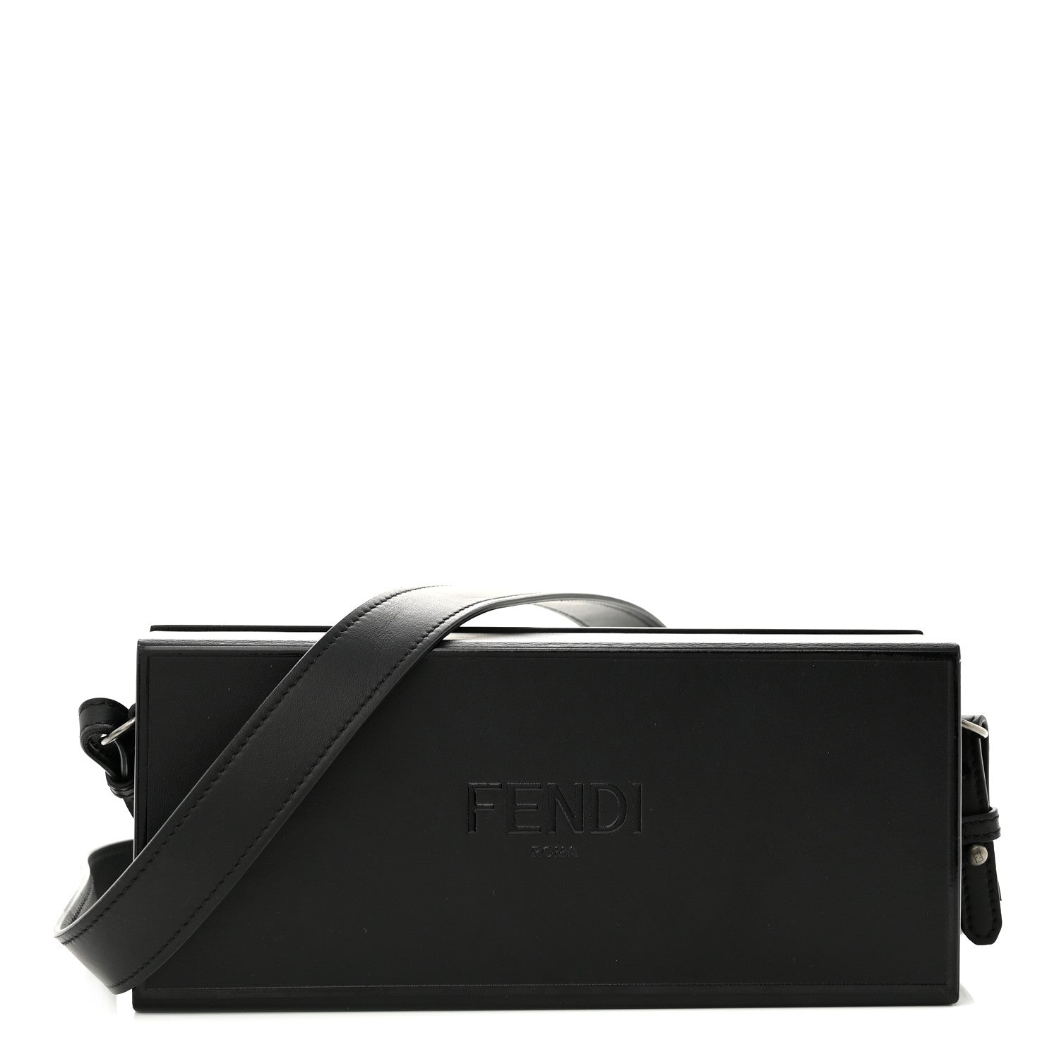 Fendi Vitello Grace Light Logo Horizontal Box Crossbody Bag Black 1 of 11