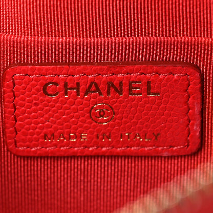 Chanel Shiny Caviar Quilted Cosmetic Case Red 6 of 8