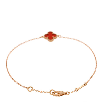 Van Cleef & Arpels 18K Rose Gold Carnelian Sweet Alhambra Bracelet 2 of 5