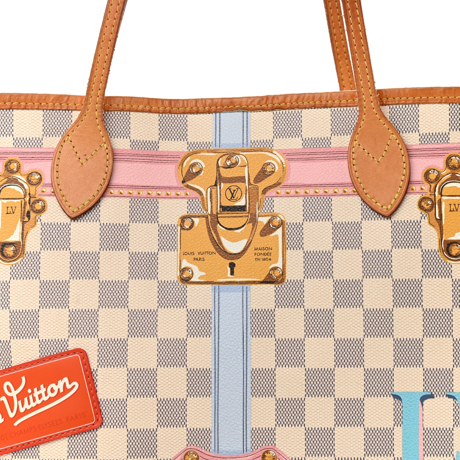 Louis Vuitton Damier Azur Summer Trunks Neo Neverfull MM 9 of 14