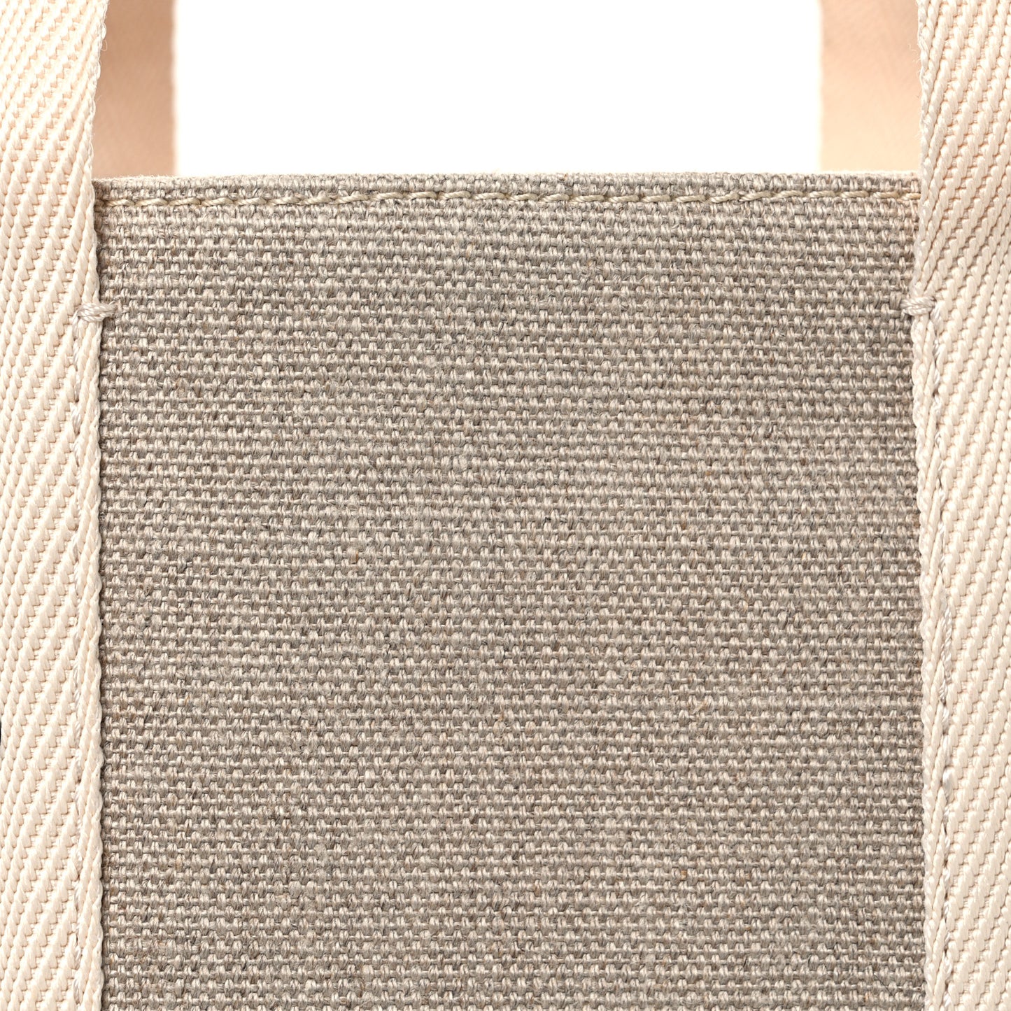 Linen Canvas Calfskin Blanket Stitched Medium Woody Ribbon Tote White Multicolor