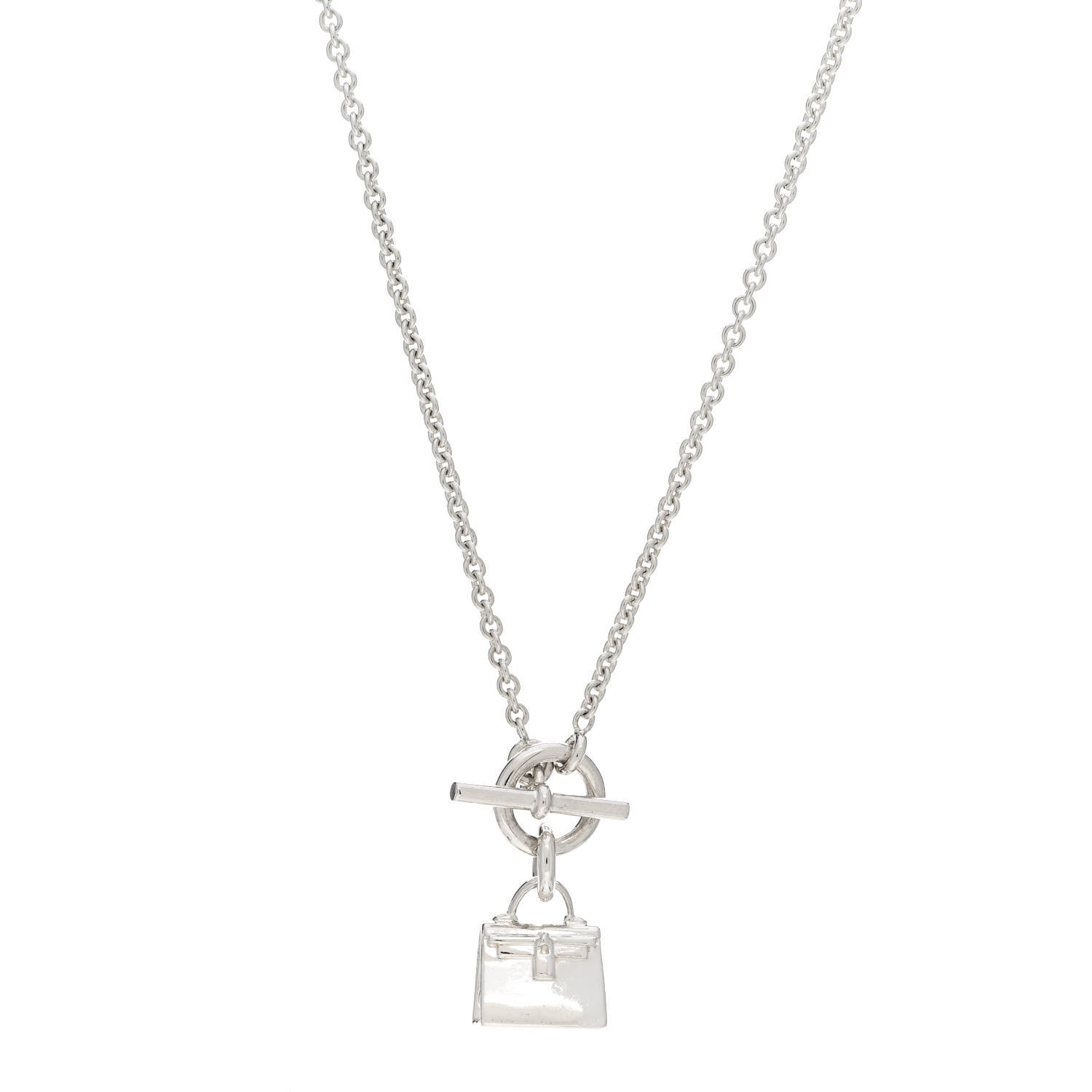 Hermes Sterling Silver Kelly Charm Pendant Necklace 1 of 5