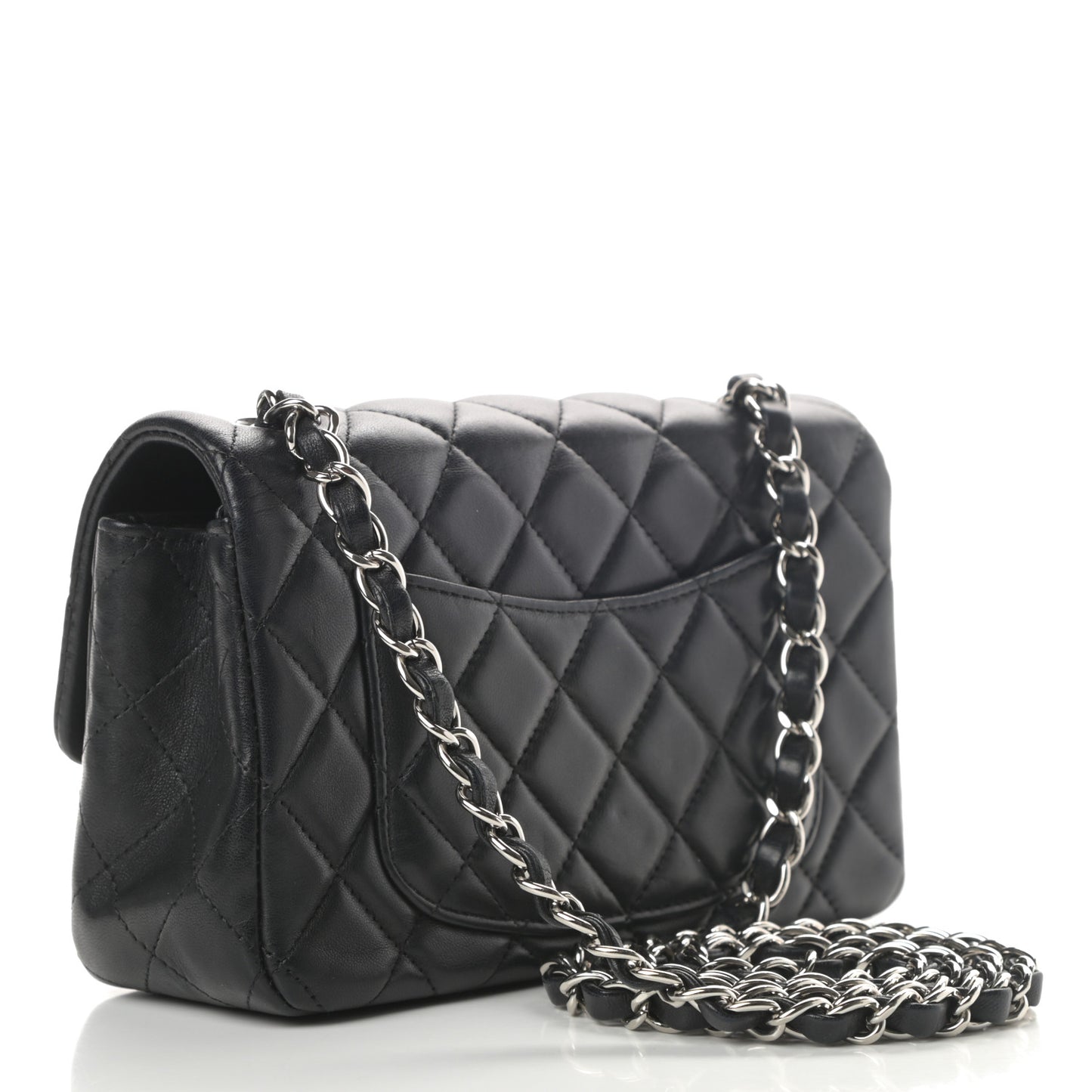 Lambskin Quilted Mini Rectangular Flap Black