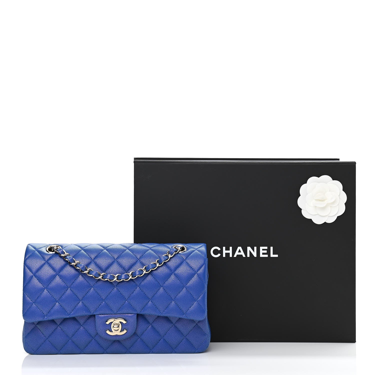 Chanel Iridescent Caviar Quilted Medium Double Flap Blue 11 of 11