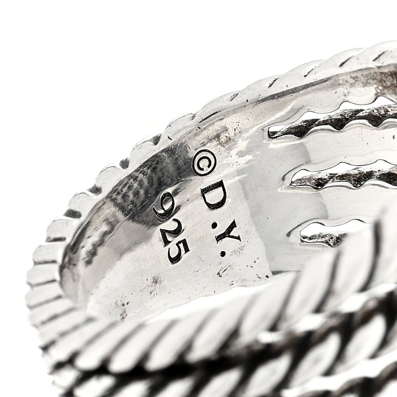 David Yurman Sterling Silver Black Diamond Pave Diamond 16mm Wheaton Ring 52 6 4 of 4