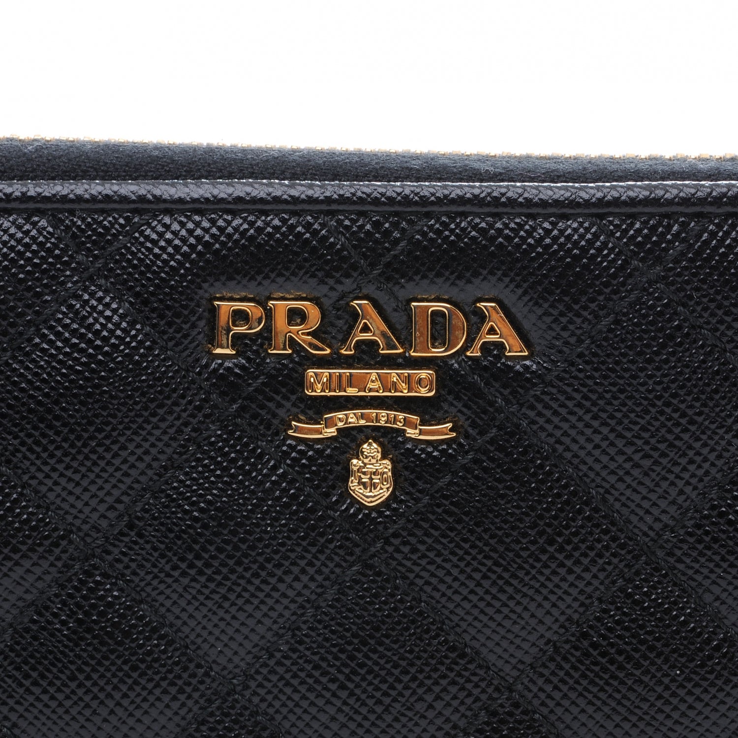 Prada Saffiano Quilted Zip Around Wallet Nero Black 3 of 9