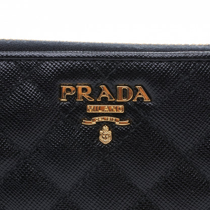Prada Saffiano Quilted Zip Around Wallet Nero Black 3 of 9
