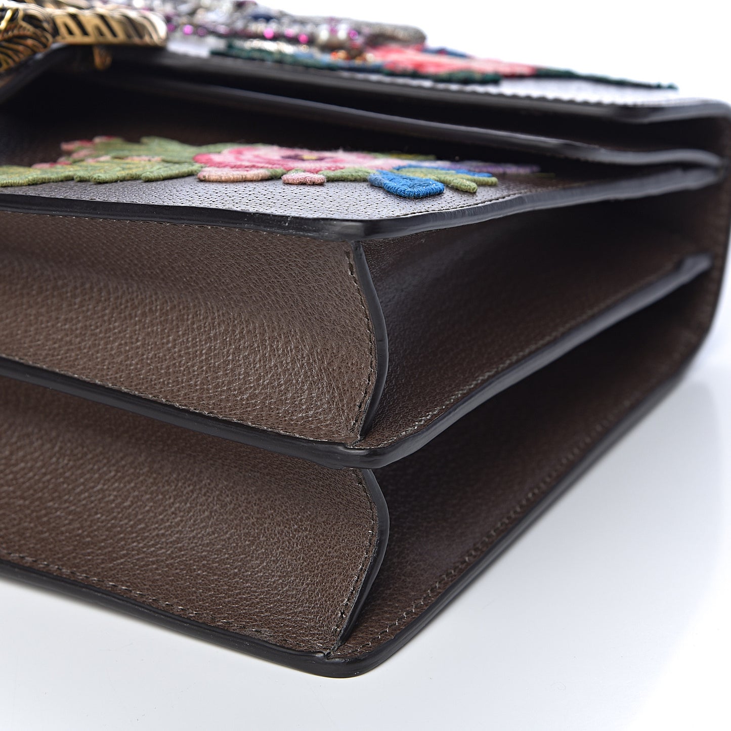 Calfskin Web Owl Embroidered Medium Dionysus Shoulder Bag New Acero Multicolor