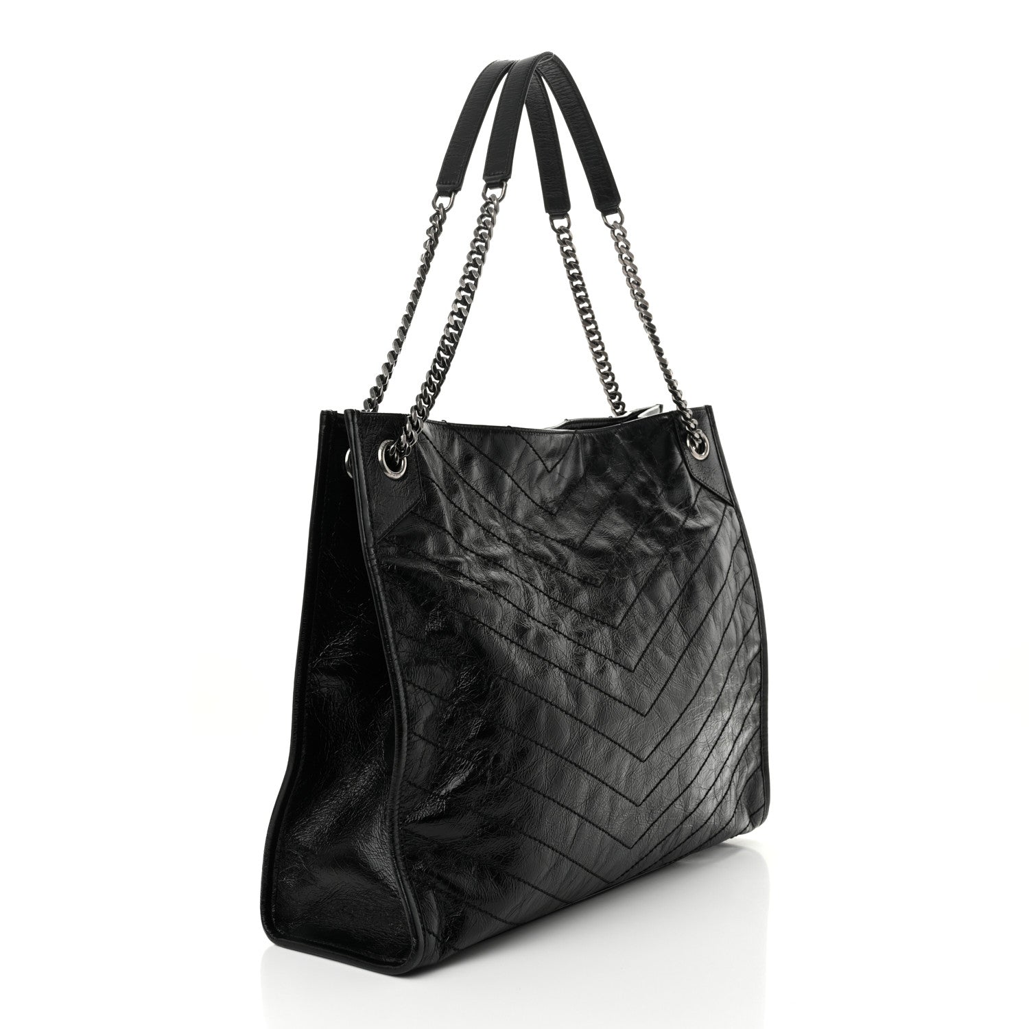 Saint Laurent Crinkled Calfskin Matelasse Monogram Large Niki Shopper Tote Black 3 of 10