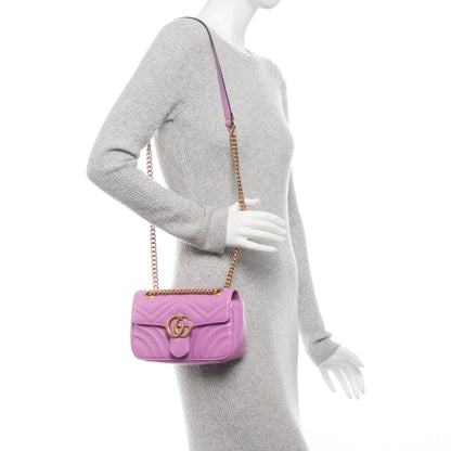 Gucci Calfskin Matelasse Mini GG Marmont Shoulder Bag Candy Mousse 2 of 6