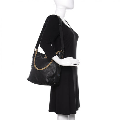 Chanel Calfskin Stitched Large Button Up Hobo Black 2 of 11