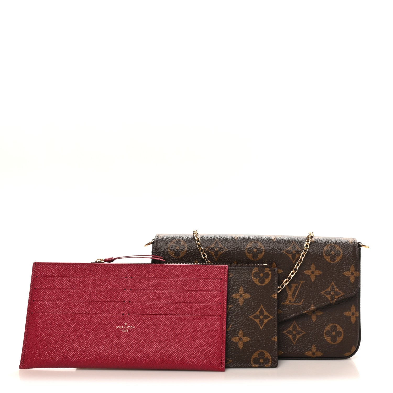 Louis Vuitton Monogram Pochette Felicie Chain Wallet Fuchsia 2 of 10