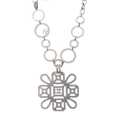 Chanel Crystal Strass Cross CC Necklace Silver 1 of 4