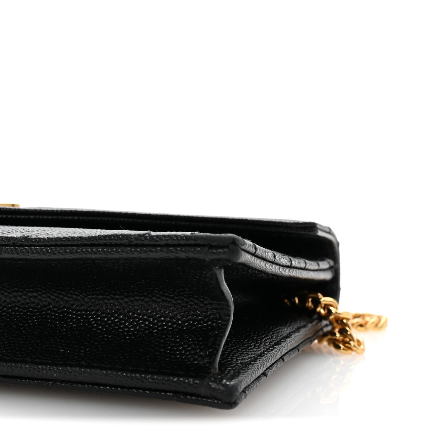 Grain De Poudre Matelasse Chevron Monogram Envelope Chain Wallet Black