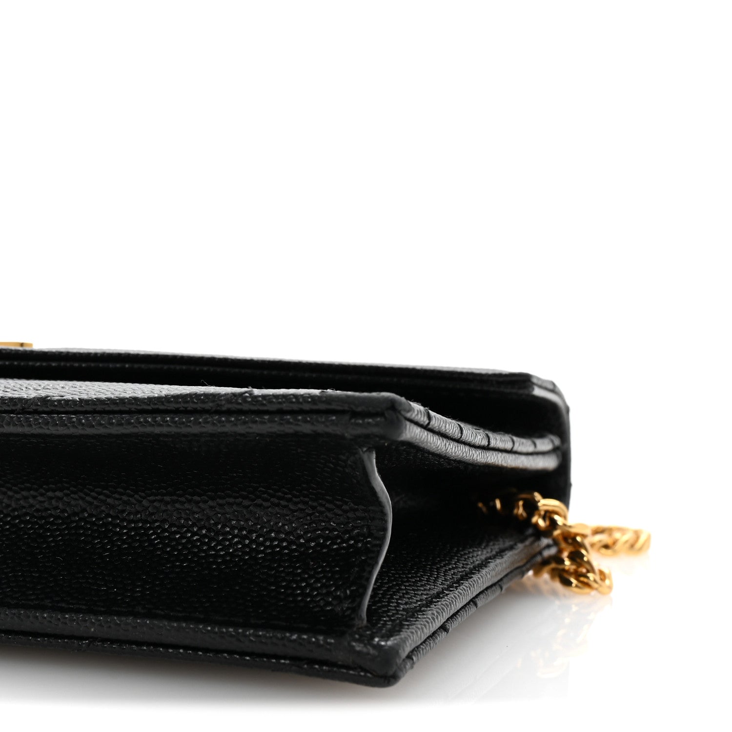 Saint Laurent Grain De Poudre Matelasse Chevron Monogram Envelope Chain Wallet Black 9 of 9